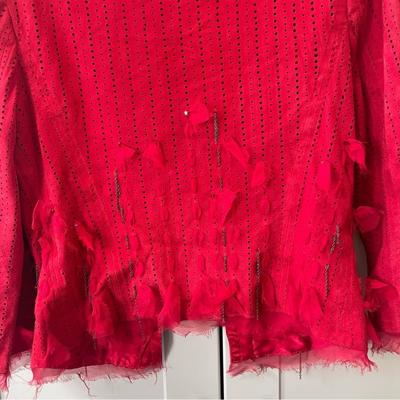 Royal Underground Red Suede Leather Chain Goth Grunge Designer XS Punk Jacket - Picture 6 of 8